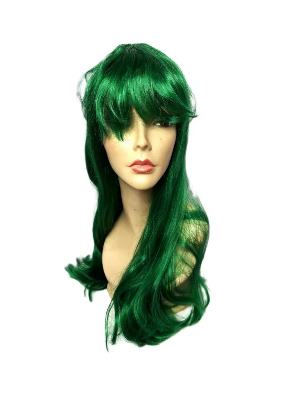 Pony Express 24” Long Kelly Green  Straight Wig w/ Bangs  New Old Stock Y2K